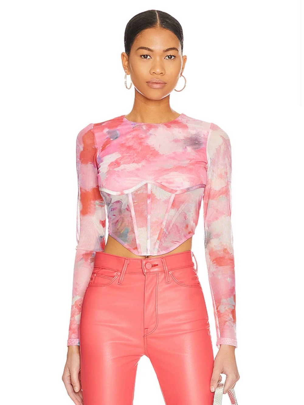 BARDOT Lena Mesh Corset Top in Wildflower